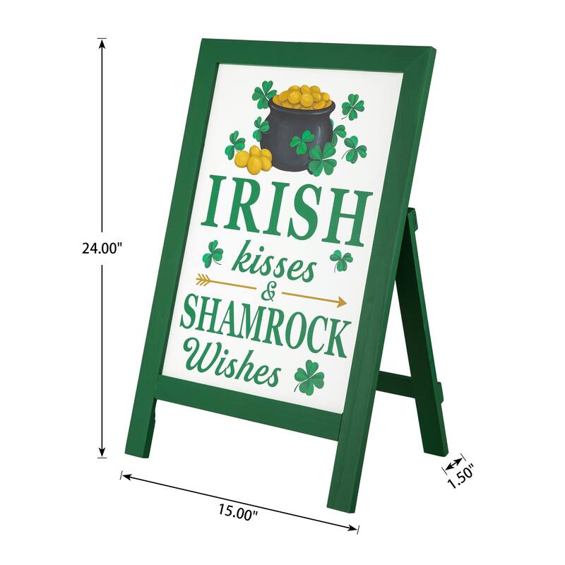 Glitzhome 24"H St. Patrick's Wooden Porch Sign Wall Decor