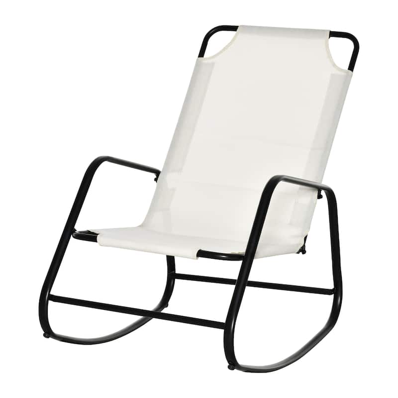 Outsunny Garden Rocking Chair, Outdoor Indoor Sling Fabric Rocker for Patio, Balcony, Porch