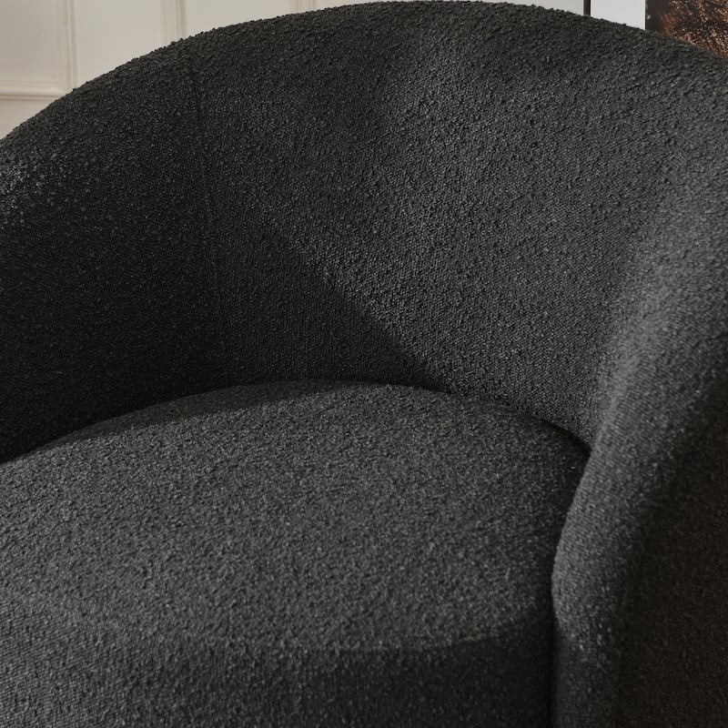 KINWELL 34" W Upholstered Boucle Swivel Barrel Accent Chair