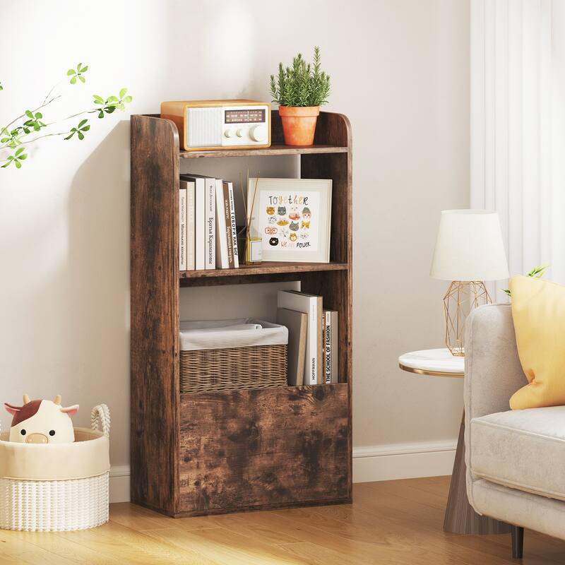 Gymax 2PCS Bookcase w/ Drawer 3-Tier Open Shelf Anti-Toppling Kits for