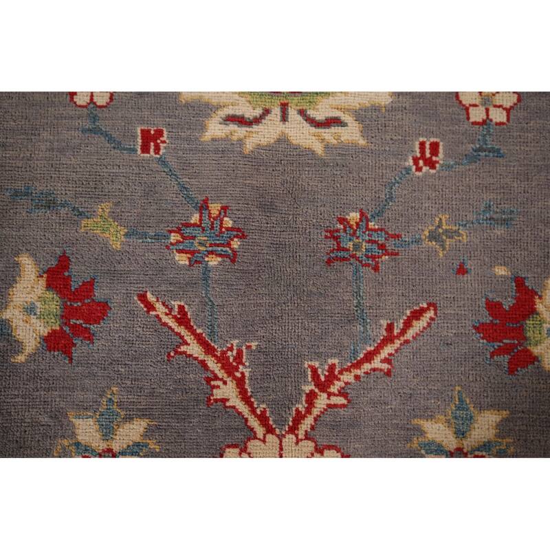 Gray Floral Oushak Oriental Area Rug Hand-Knotted Wool Carpet - 6'0" x 8'11"