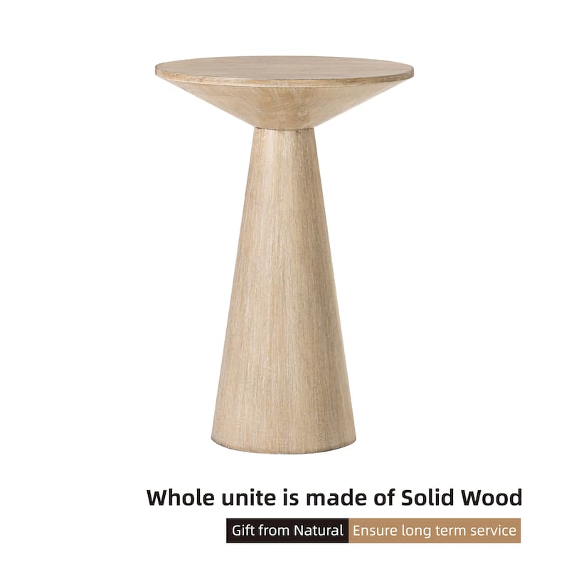 COZAYH Farmhouse Pedestal End Table, Round Martini Table Wood Plant Stand Rustic Small Drink Table for Living Room, Bedroom