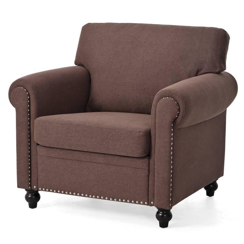 Brown 37.4" Accent Chair with Nailheads