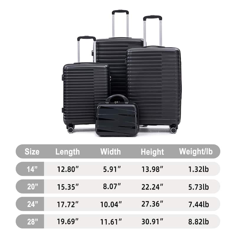 14IN 20IN 24IN 28IN 4 pcs/set in PP Spinner Wheel Luggage, Carry on Suitcase, Iron Pull Rod, Combination Password Lock