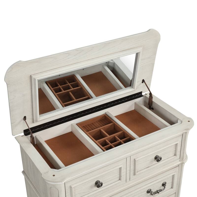 Roundhill Furniture Nelson French Traditional 5-Piece Bedroom Set, Antique White