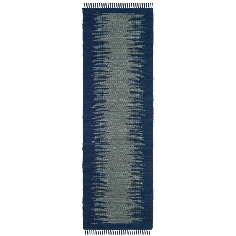 SAFAVIEH Handmade Flatweave Montauk Darcy Casual Cotton Rug - 2'3" x 7' Runner - Navy