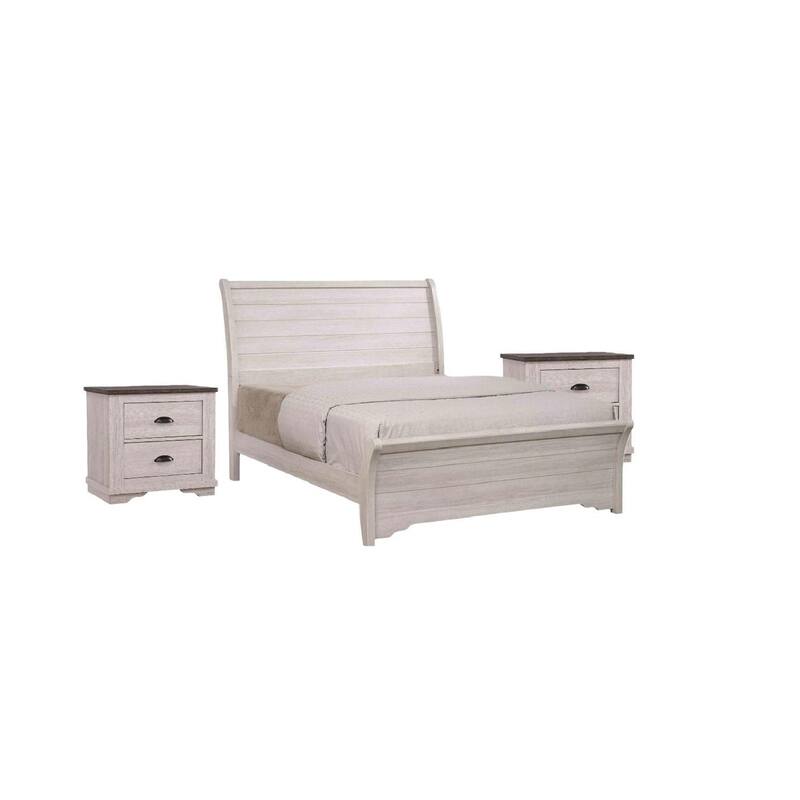 1pc Contemporary Design Sleigh Bed Horizontal Lines Gently Sloped Curved Headboard(Only Bed)