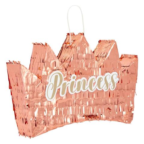 Rose Gold Crown Pinata for Girls Princess Theme Birthday Party Decorations (Small, 16 x 10.5 x 3 In)