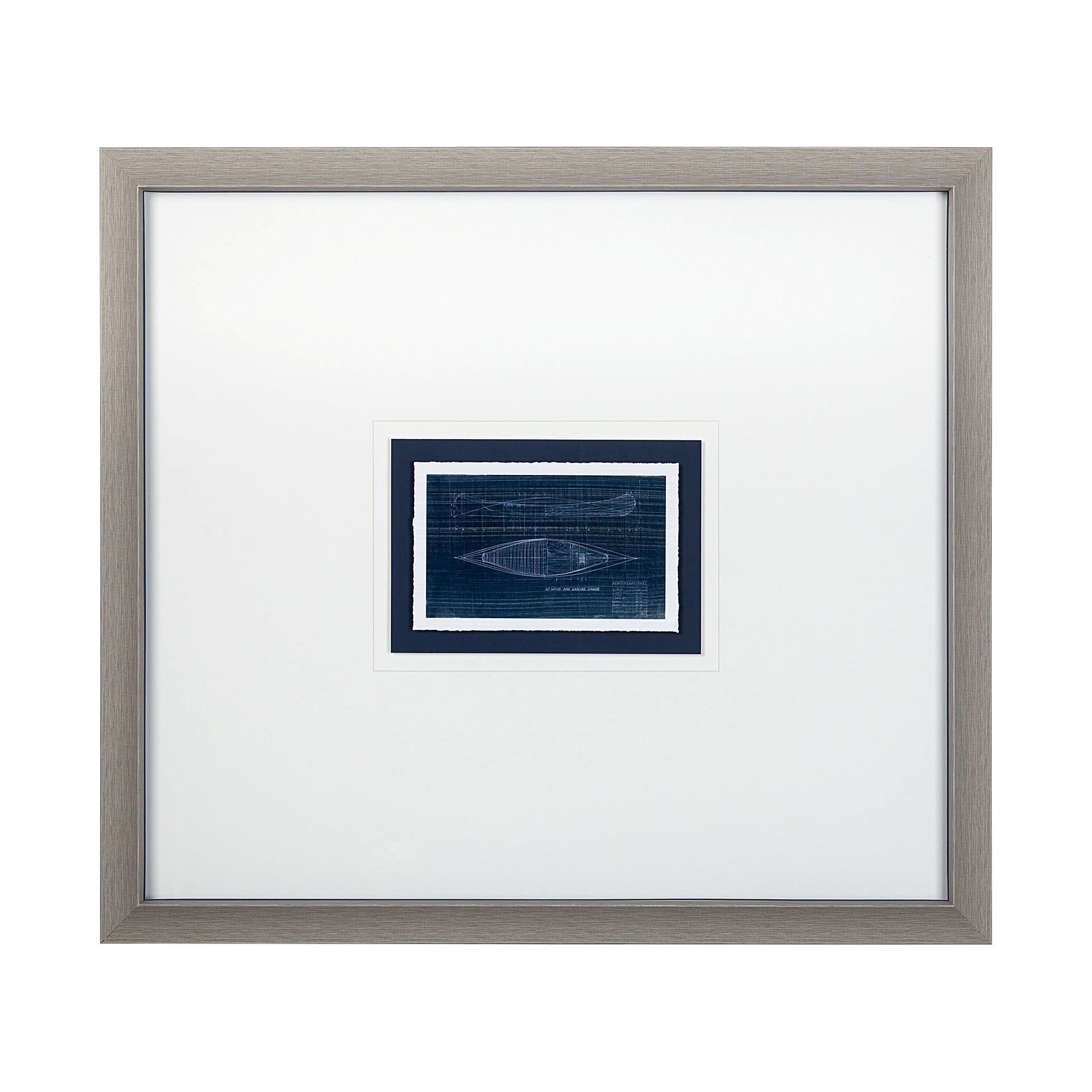 Canoe Blueprint by Dayna a Hand Embellished Textured Framed Art Print Matted under Glass
