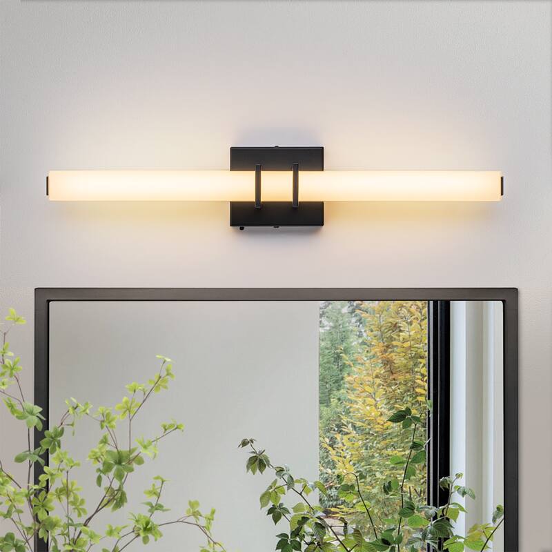 Mid-Century Modern LED Wall Sconce Bathroom Vanity Light with 3-CCT Selectable Light - Black