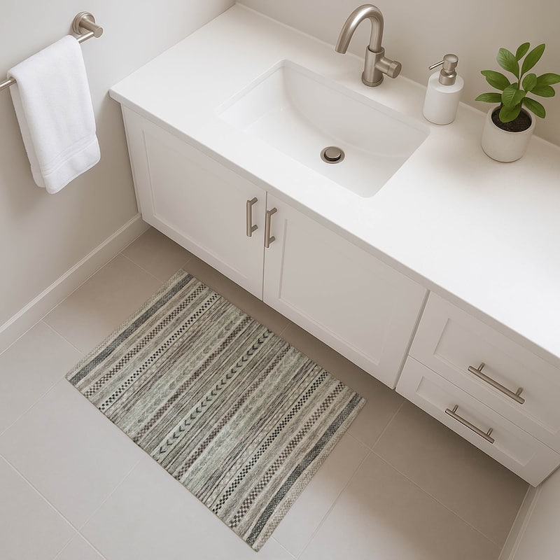 Premium Washable Super Soft Boho Stripes Mayfield Rug - Taupe - 1'8" x 2'6"