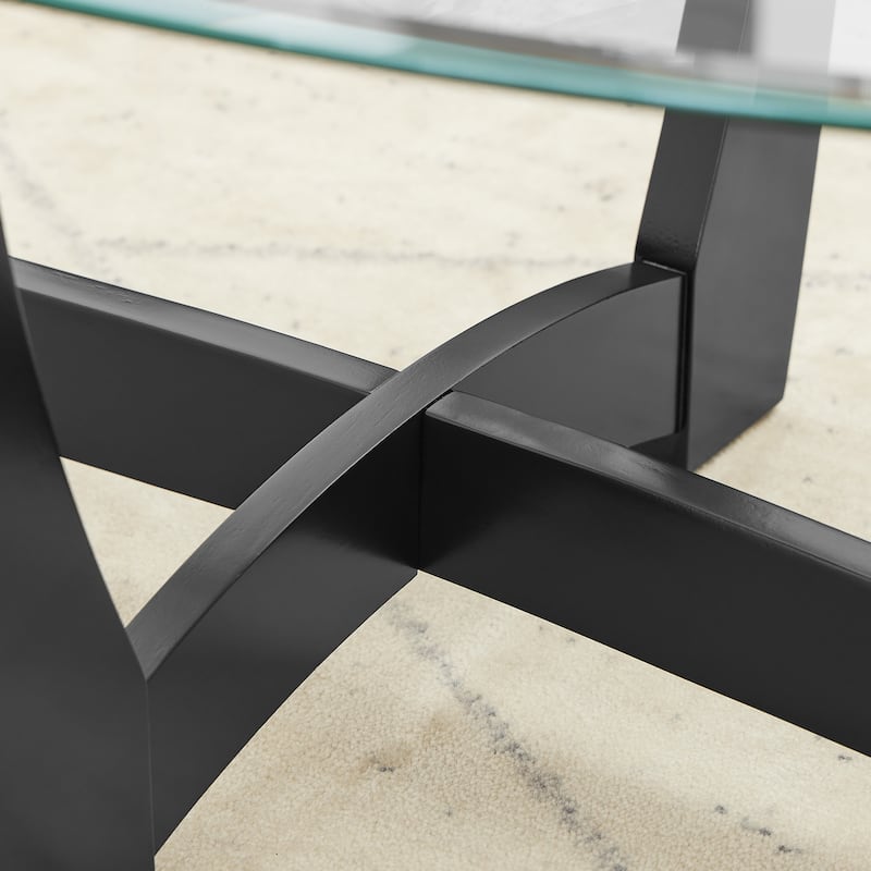 23.5-Inch Round Tempered Glass Coffee Table - Modern Centerpiece for Compact Spaces‌ - 23.5 inch