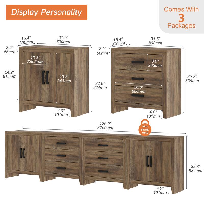 WAMPAT Buffet Cabinet with Drawers & Doors