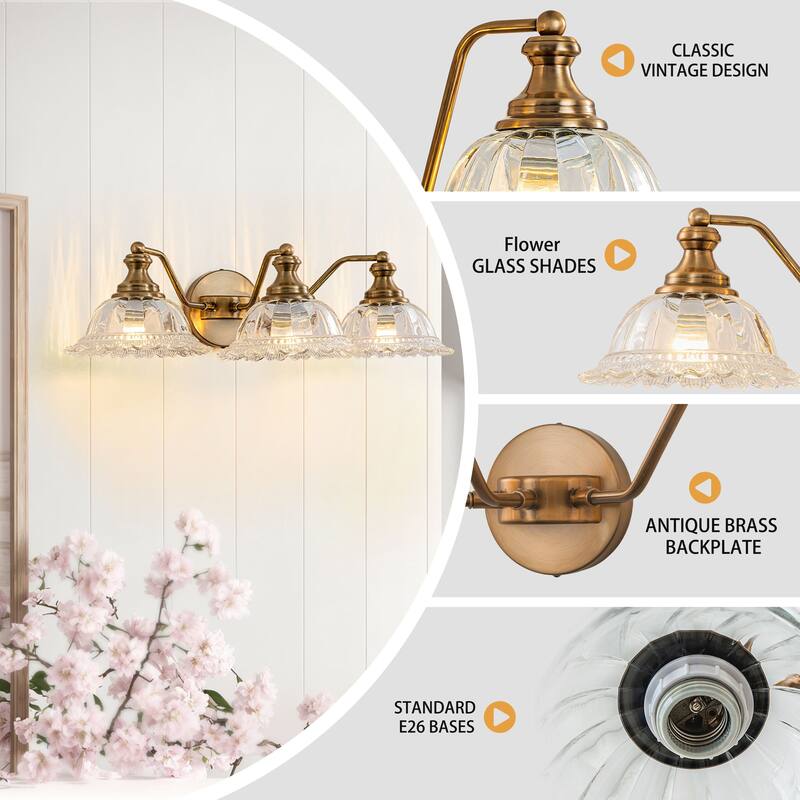 Modern Vanity Light with Crystal Glass Shade