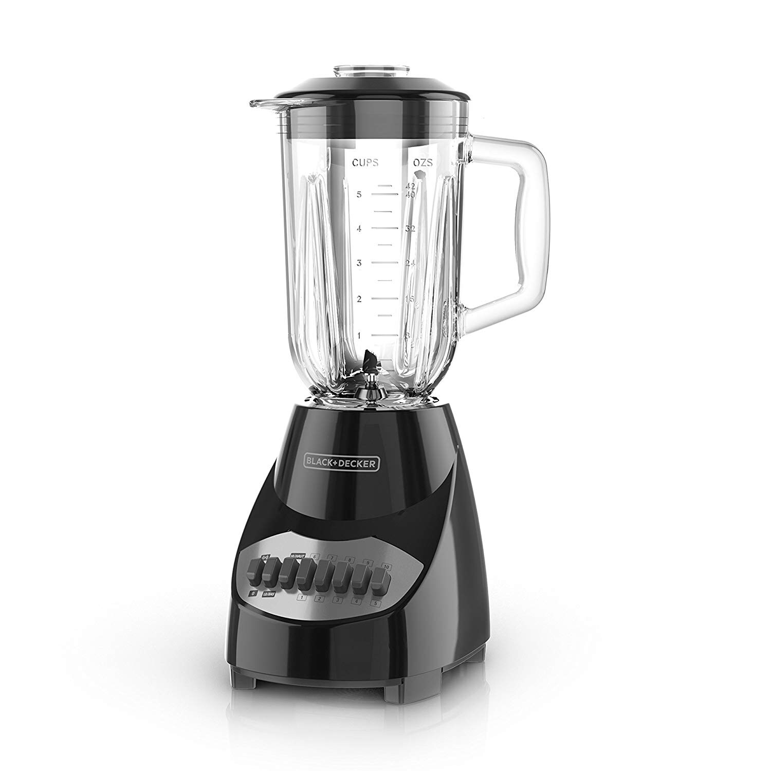 Black + Decker 10-Speed 5-Cup 550 Watts Countertop Blender with Perfect Pour Glass Jar - Black - 13.5 x 9.8 x 8.4