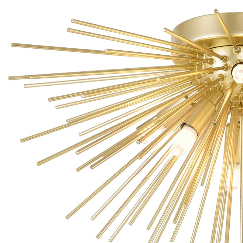 Savannah 6 Light Flush Mount With Gold Leaf Finish - Gold Leaf