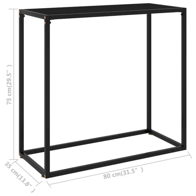 vidaXL Console Table Black 31.5"x13.8"x29.5" Tempered Glass - 31.5" x 13.8" x 29.5"