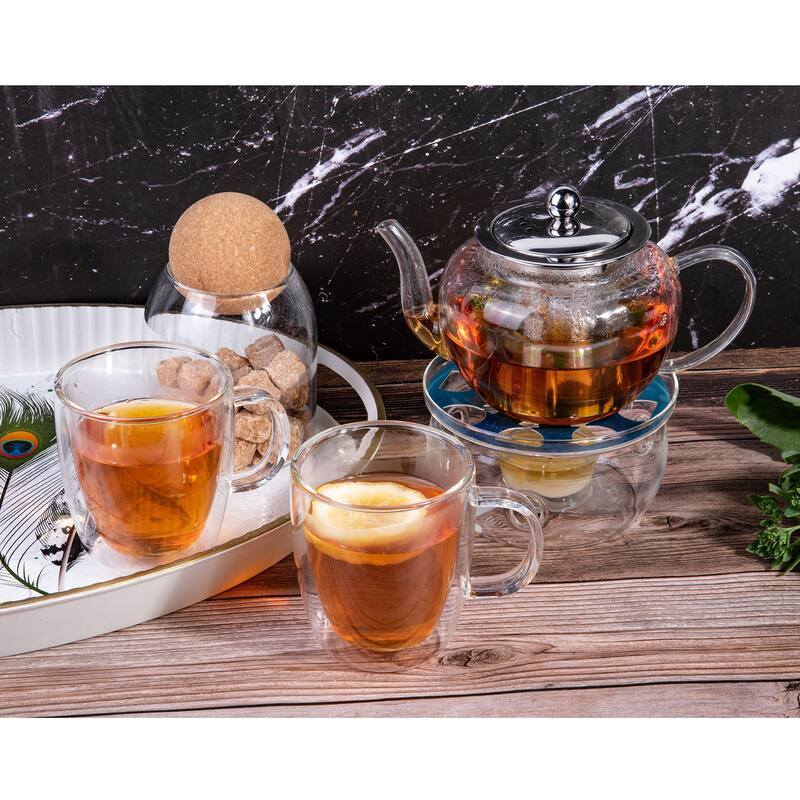 Borosilicate Glass 20.3 fl oz Teapot w/ Stainless Steel Strainer - 20.29 fl oz