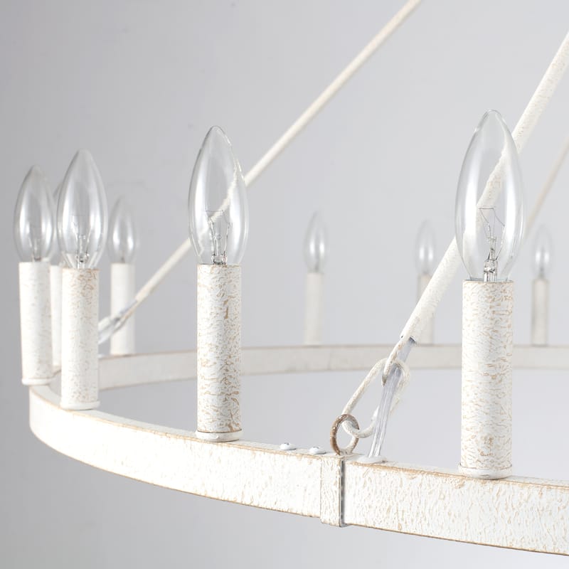 24-Light 51.97-inch Dimmable Round Wagon Wheel Chandelier for Dining Room