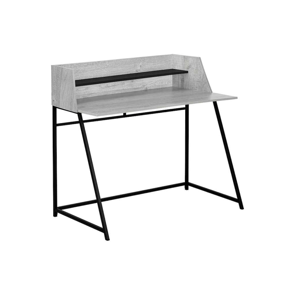Computer Desk, Home Office, Laptop, Storage Shelves, 48"l, Work, Grey Laminate, Black Metal, Contemporary, Modern