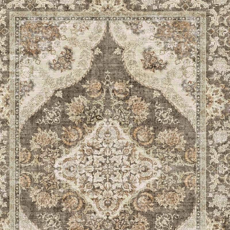 HomeRoots Medallion Traditional Rectangle Area Rug