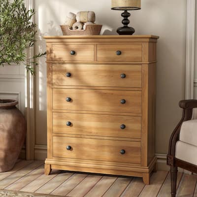 Furniture of America Wellington Farmhouse Natural Oak Wood 5-Drawer Chest