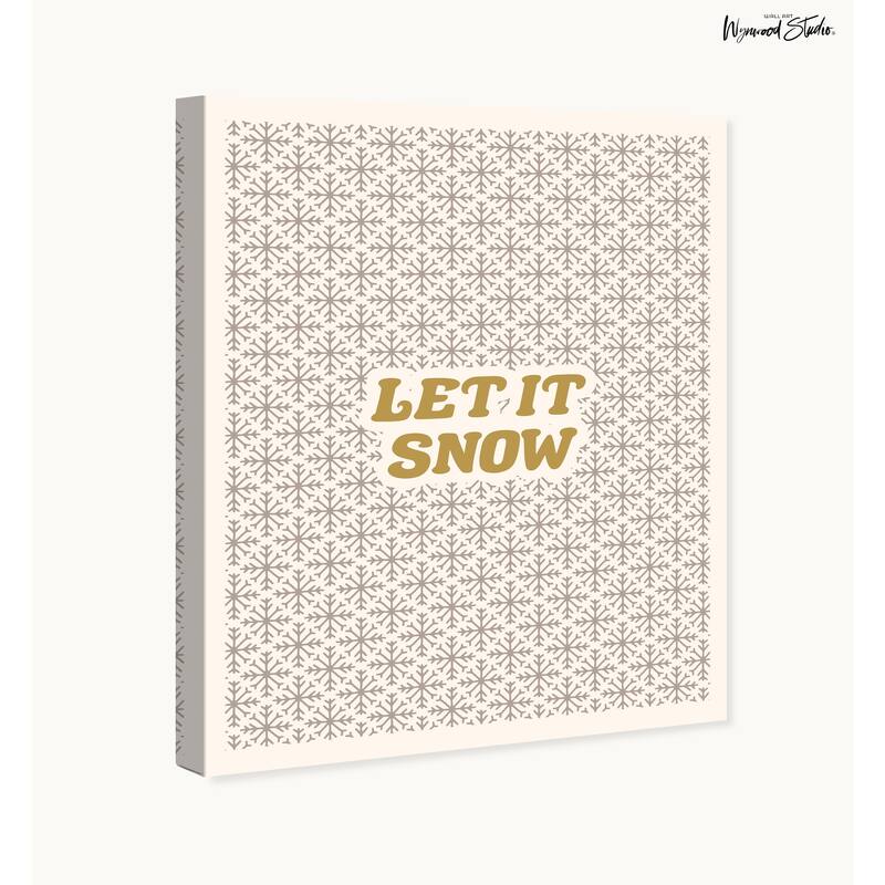 Wynwood Studio Canvas Holiday and Seasonal Let it Snowflakes Gold Wall Art Canvas Print