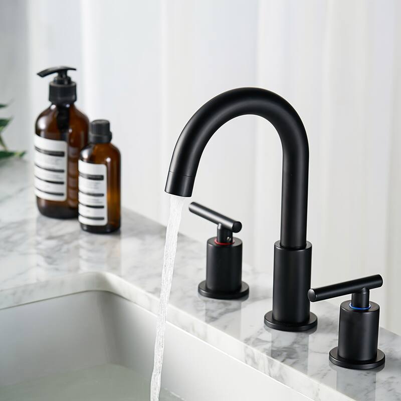 WOWOW Widespread 8 in. Double Handle Bathroom Faucet