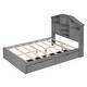 preview thumbnail 64 of 69, Wooden platform bed with house shaped storage headboard and drawers
