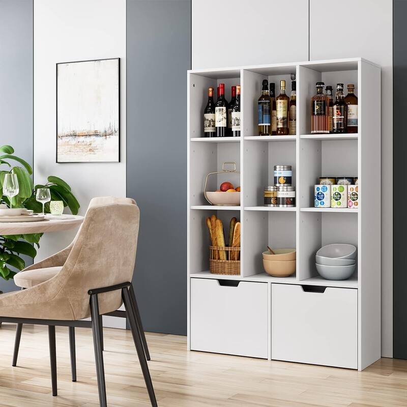 55.3" H Bookcase with Doors and Shelves
