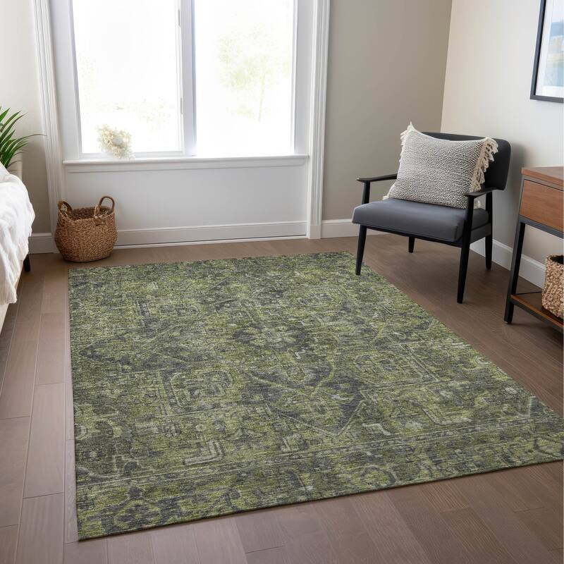 Machine Washable Indoor/ Outdoor Traditional Persian Chantille Rug