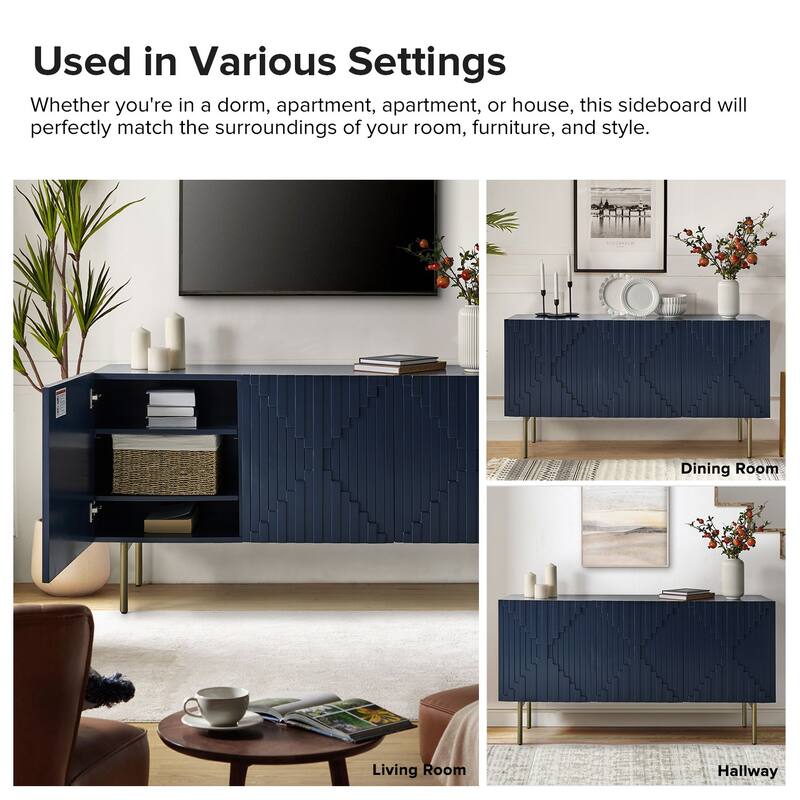 Reginald Modern 58" Wide Sideboard with Cable Management & Adjustable Feet by HULALA HOME
