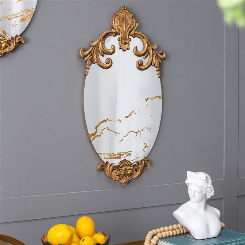 Decorative Oval Wall Mirror, Accent Mirror for Living Room, Entryway - Gold
