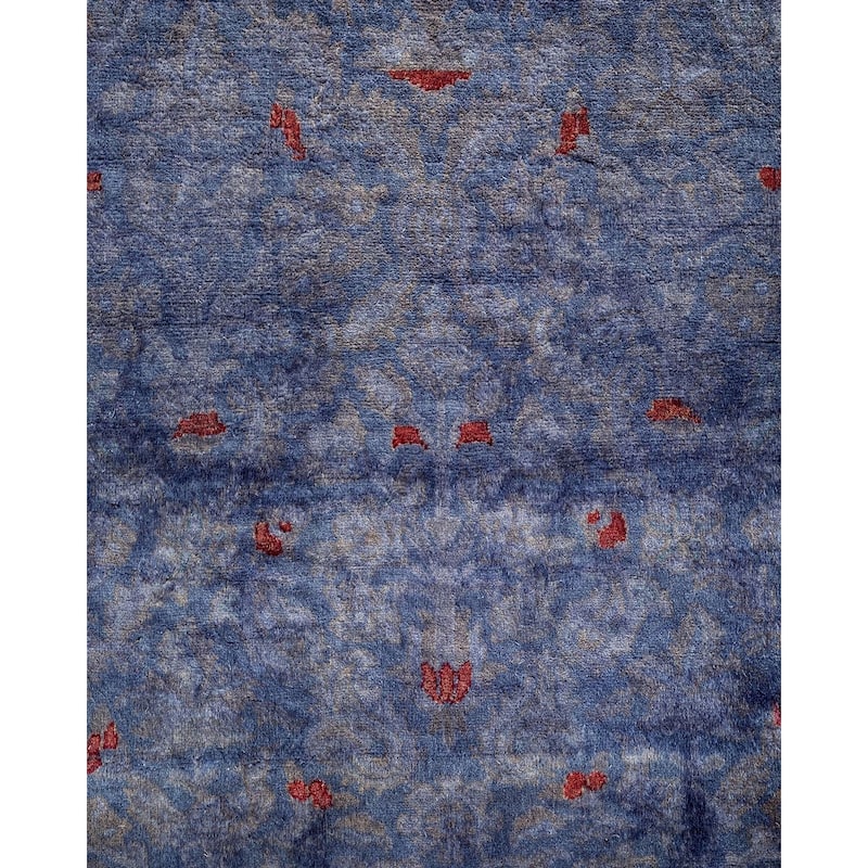 Overton Hand Knotted Wool Vintage Inspired Modern Contemporary Overdyed Purple Area Rug - 4' 2" x 6' 5"