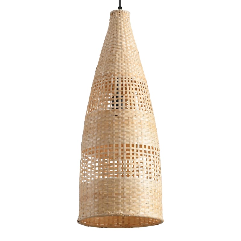 9" Bohemian Natural Bamboo Bottle-Shaped Handmade Adjustable Chandelier Pendant Light
