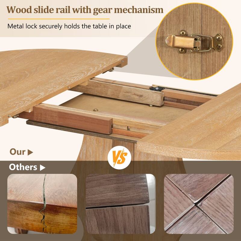 5-Piece Extendable Dining Table Set with 15.7" Leaf and 4 Upholstered Chairs