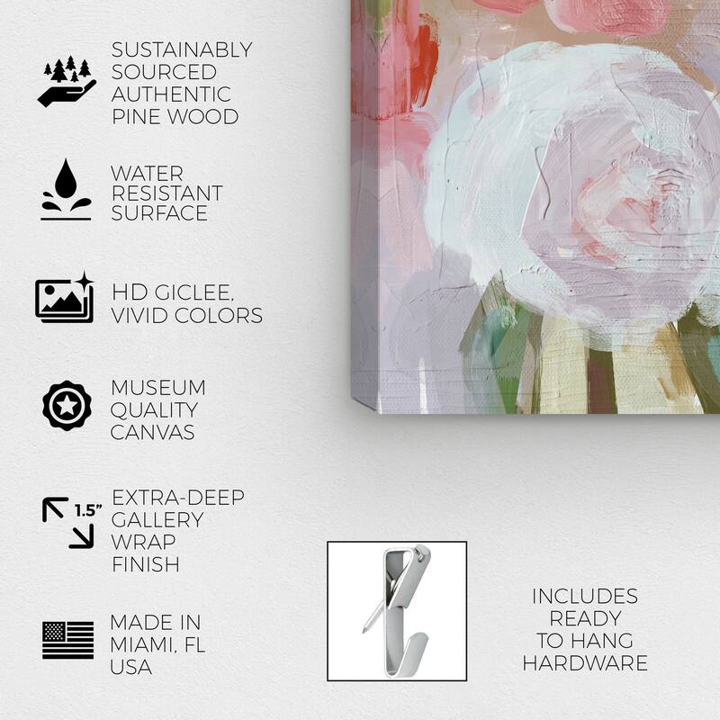 Wynwood Studio Canvas Abstract Blush Floral Foliage Pink and Light Red Modern & Contemporary Wall Art Canvas Print