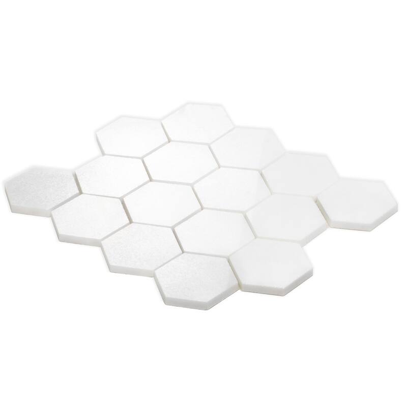 Apollo tile 10 x 12 Nubes Polished Snow White Thassos Polished Marble Tile (4.46 sq ft/case) - 5 Pack