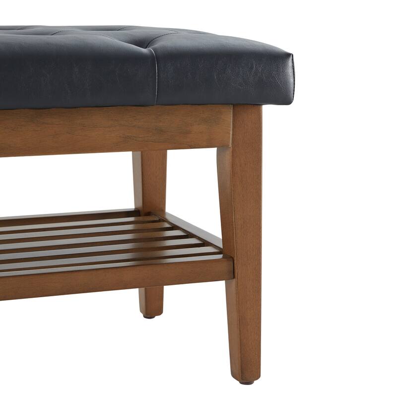 Entryway Shoe Bench Storage Bench Fabric Solid Wood, 43-inch Upholstered Bench for Living Room, Bedrooms