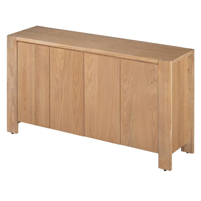 4-door Sideboard with Distressed Finish and Adjustable Shelves for Dining Room, Kitchen, and Living Room