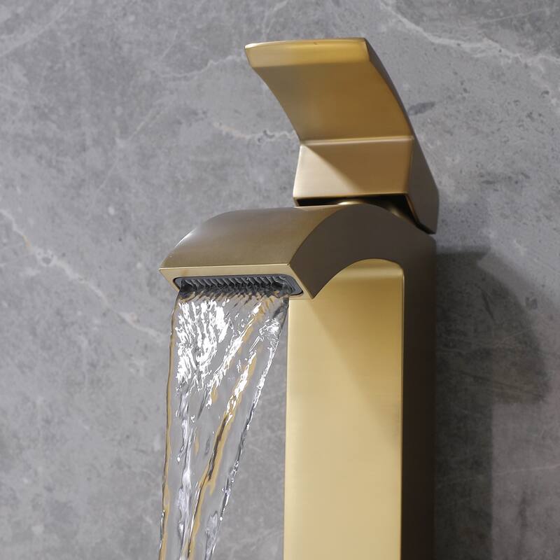Deck Mounted 1-Handle Bathroom Faucet Single Hole With Deck Plate in Black and Gold