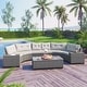 preview thumbnail 3 of 25, 8-pieces Outdoor Wicker Round Sofa Set, Half-Moon Sectional Sets All Weather