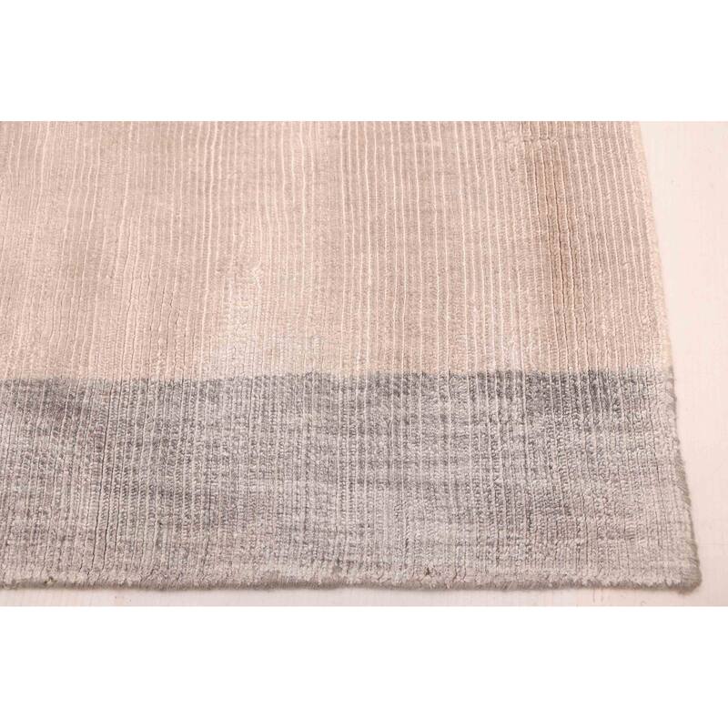 ECARPETGALLERY Hand Loomed Shimmer Light Grey Viscose Rug - 7'11 x 11'5