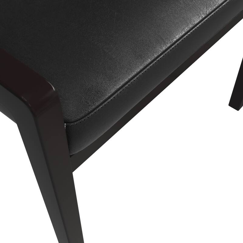 Ethora Leather Dining Chair with Curved Open Back and Rubberwood Legs