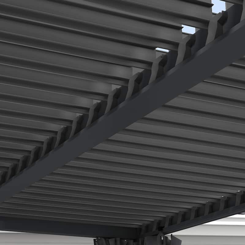 Outsunny 13' x 10' Outdoor Retractable Pergola with Sun Shade Aluminum Louvered Top, Pergola with Canopy, Curtains, and Netting