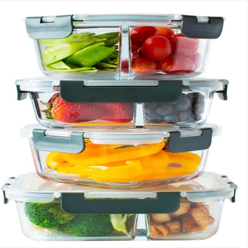  JoyJolt 24pc Fluted Glass Storage Containers with Lids. 12  Airtight, Freezer Safe Food Storage Containers, Pantry Kitchen Storage  Containers, Glass Meal Prep Containers for Lunch: Home & Kitchen
