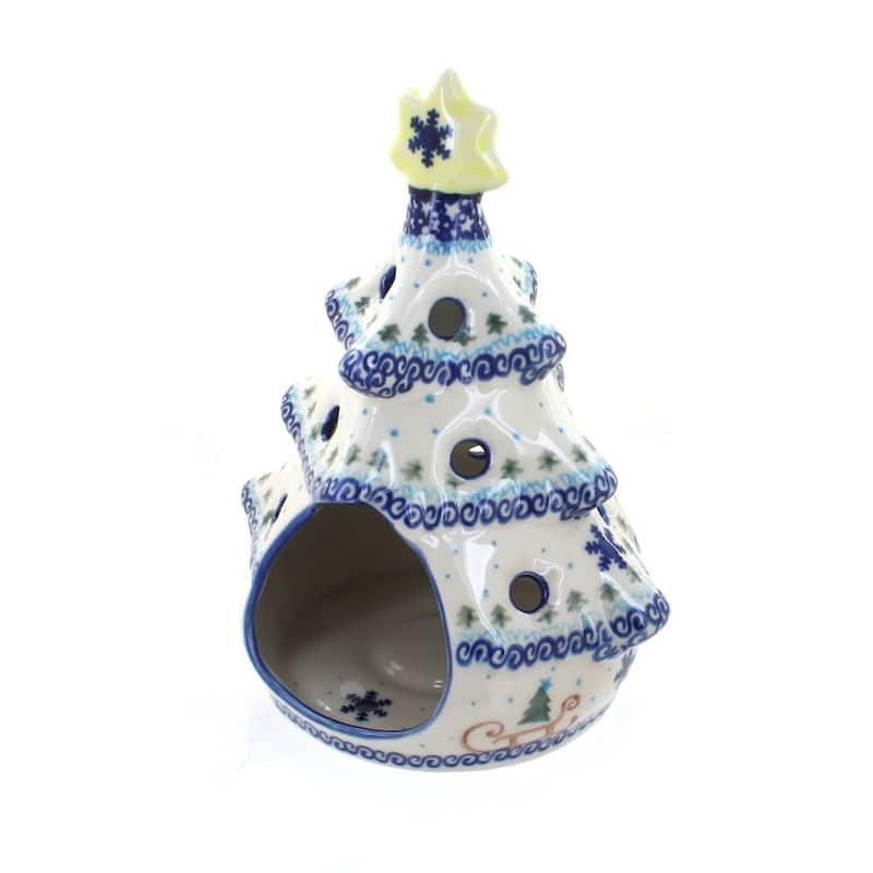 Blue Rose Polish Pottery 198 Vena Christmas Tree Luminary