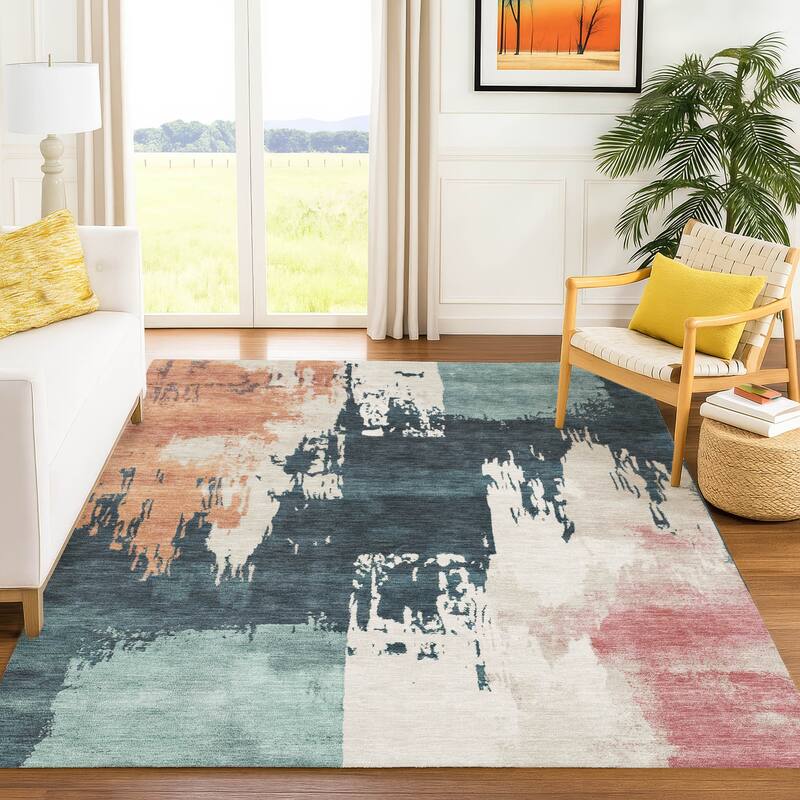 Machine Washable Indoor/ Outdoor Contemporary Fusion Chantille Rug