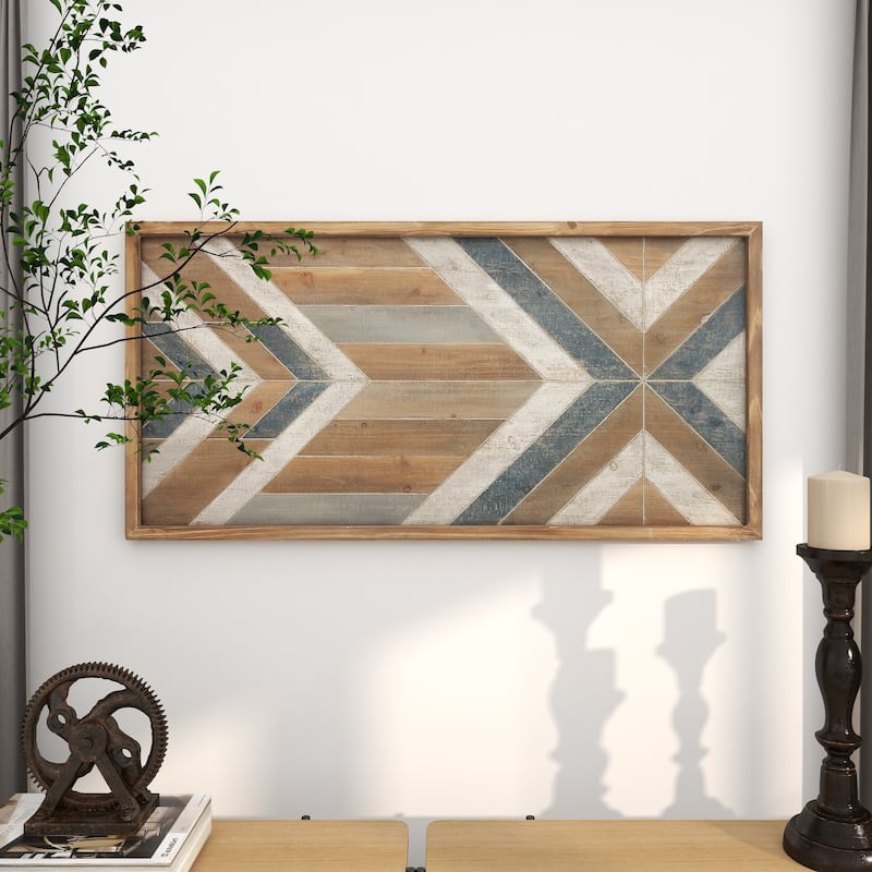 Multi Colored Wooden Handmade Southwestern Geometric Home Wall Decor
