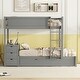 preview thumbnail 41 of 58, Merax Full/Twin Bunk Bed with Twin size Trundle, Storage and Desk Grey - Twin
